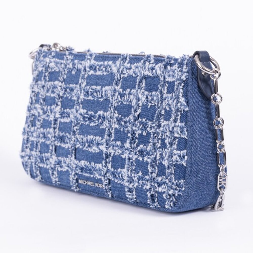 NEW WITH ORIGINAL TAGS Michael Kors Women Blue Denim Chain Pouchette - Picture 2 of 3